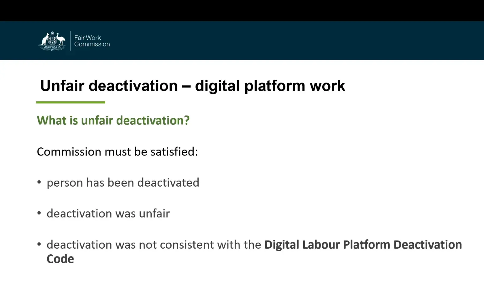 Details required in the Digital Labor Platform Deactivation Code