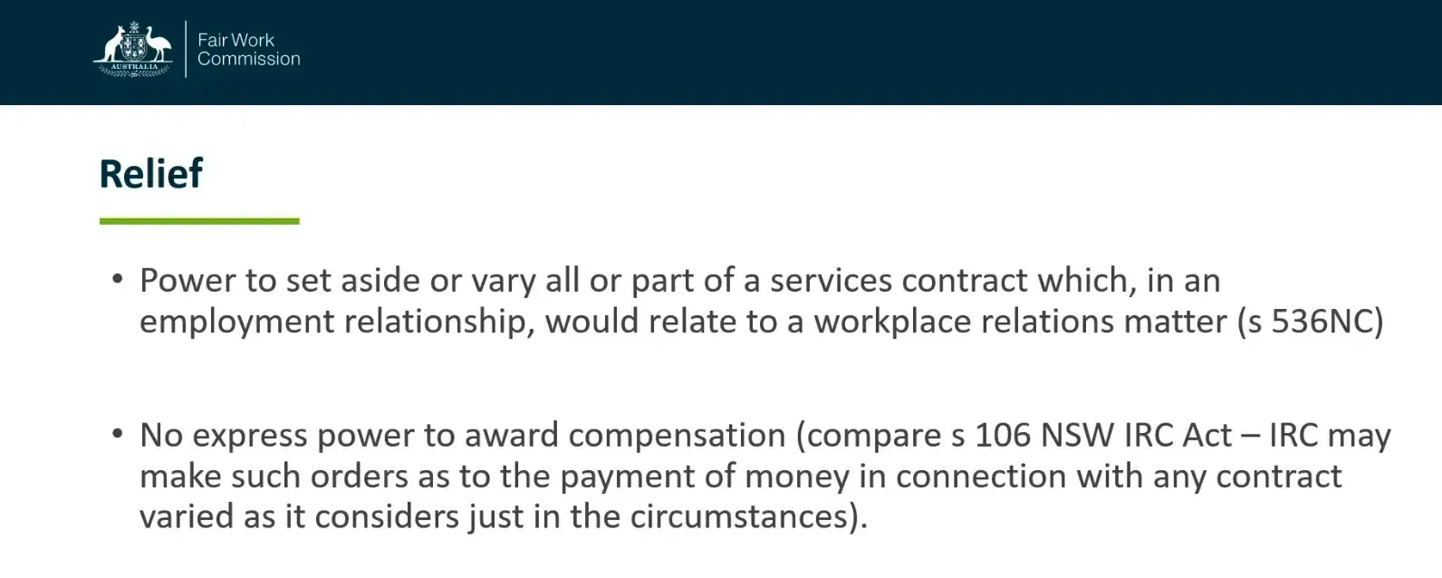 Fair Work Commission remedies for unfair contract terms