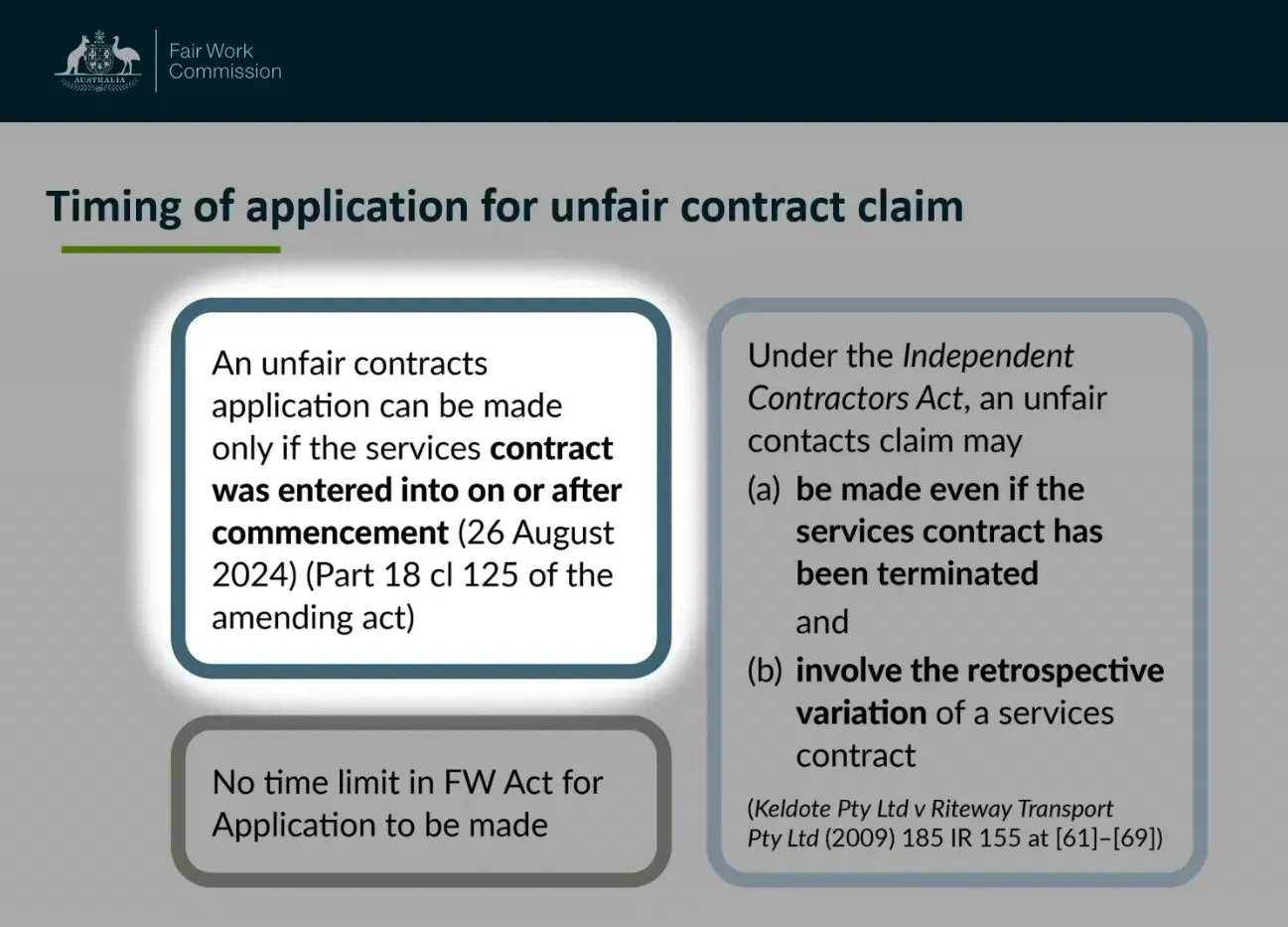 Timeline showing contract commencement and claim eligibility