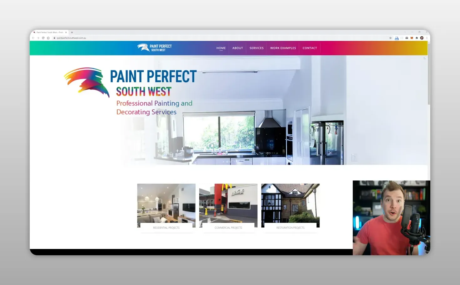Trang chủ website công ty sơn với banner và các hình ảnh công trình