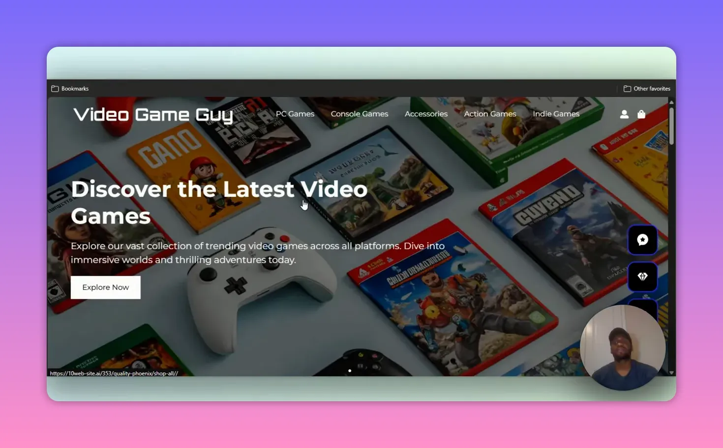Polished storefront preview showing 'Video Game Guy' logo, top category navigation and a hero image with game boxes and controller.