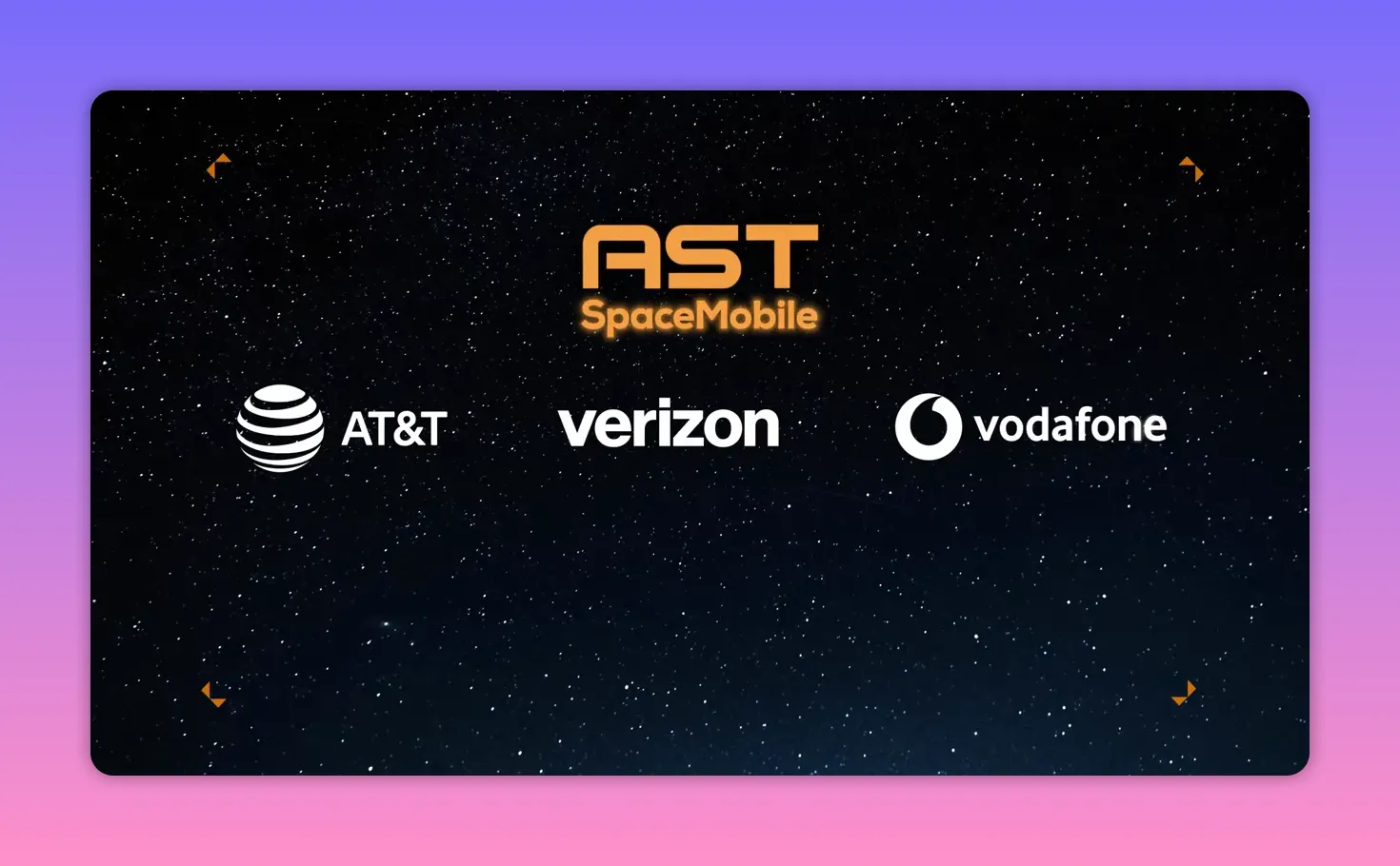 AST SpaceMobile 與 AT&T、Verizon、Vodafone 合作夥伴的太空背景視覺圖
