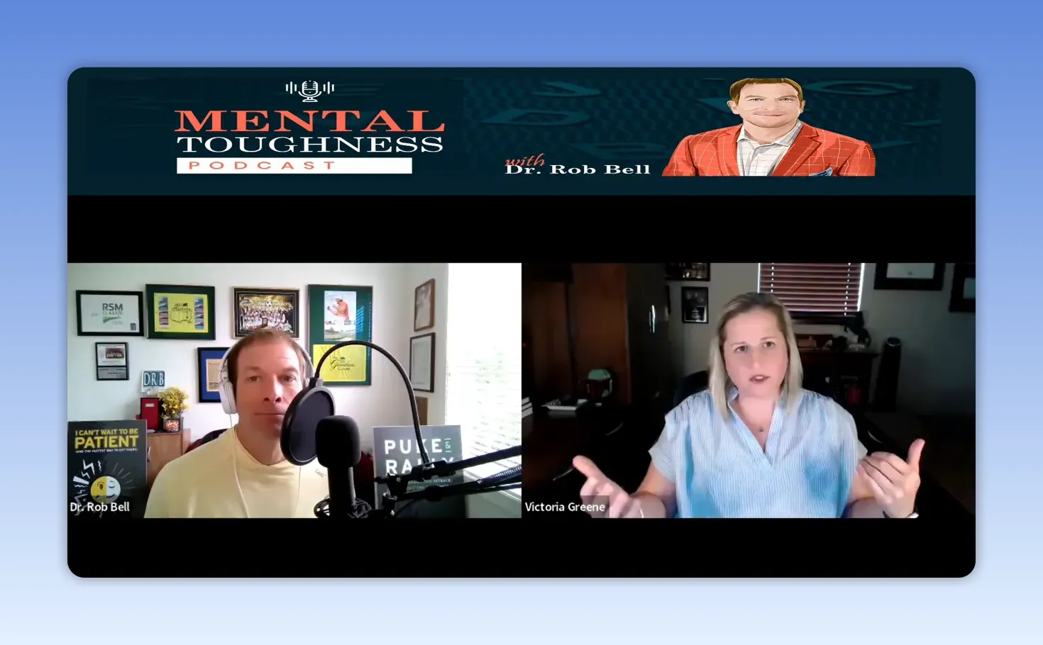 Victoria Greene explaining how to recover quickly after a poor presentation during an interview with Dr. Rob Bell
