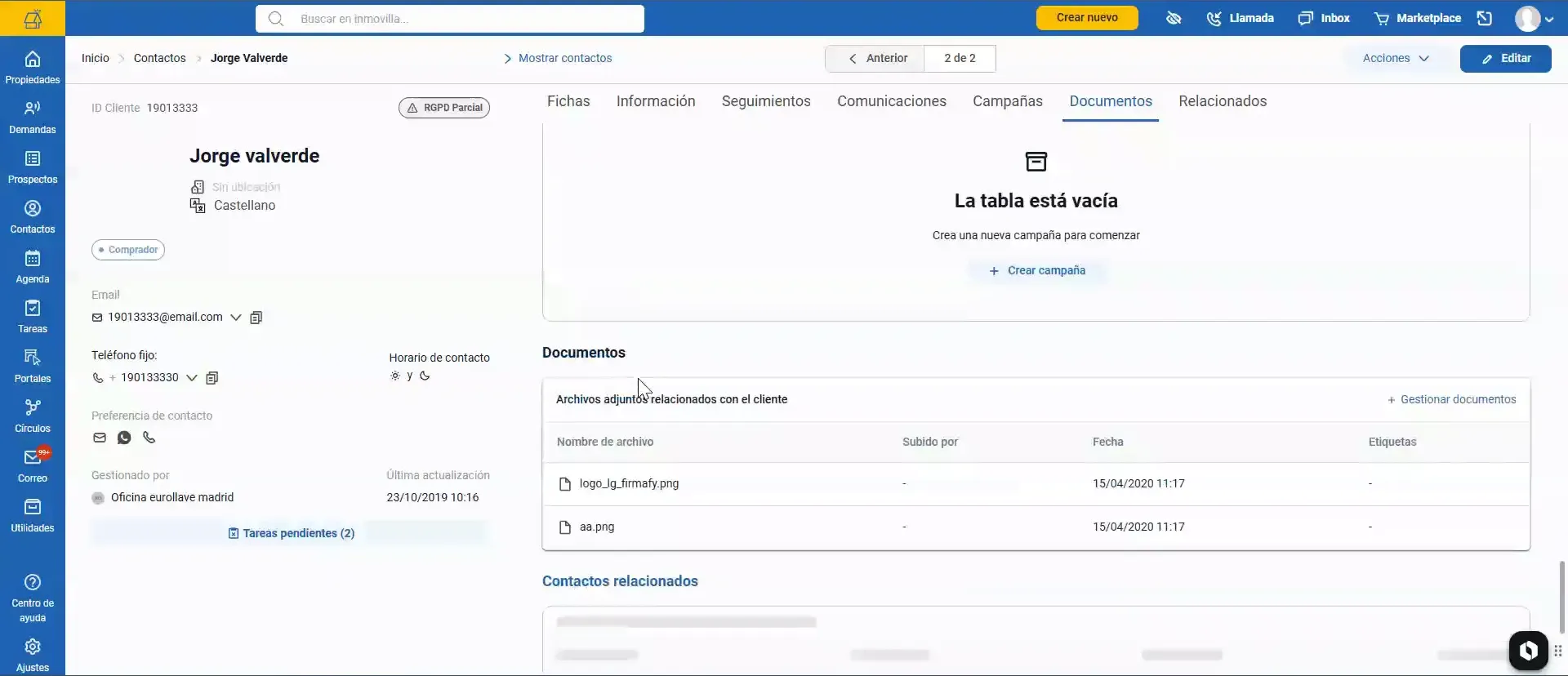 Ventana de gestión documental con archivos mostrados como iconos