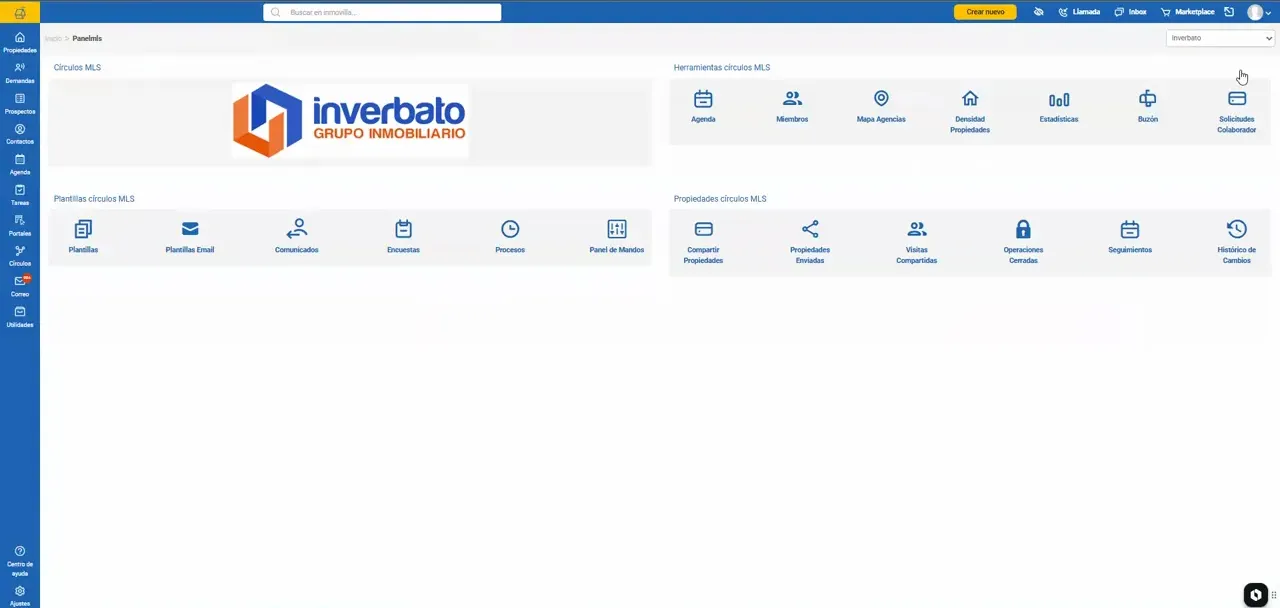Panel avanzado de Círculos con iconos de herramientas MLS