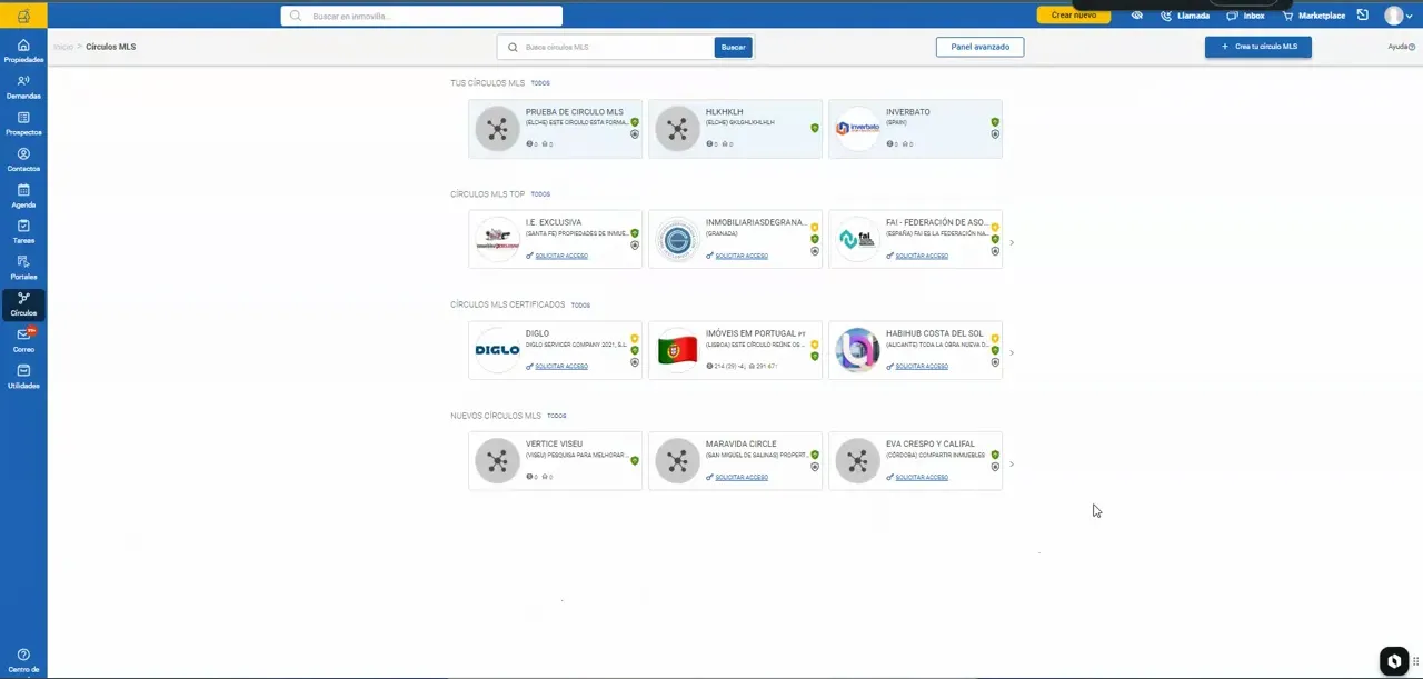 Listado de círculos MLS con logotipos de distintas asociaciones inmobiliarias