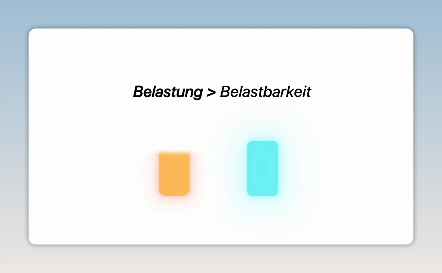 Grafik mit dem Text Belastung größer als Belastbarkeit und zwei unterschiedlich hohen Balken