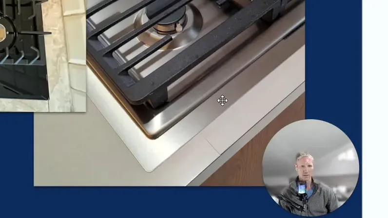 Stainless cooktop trim kit around a stainless steel cooktop