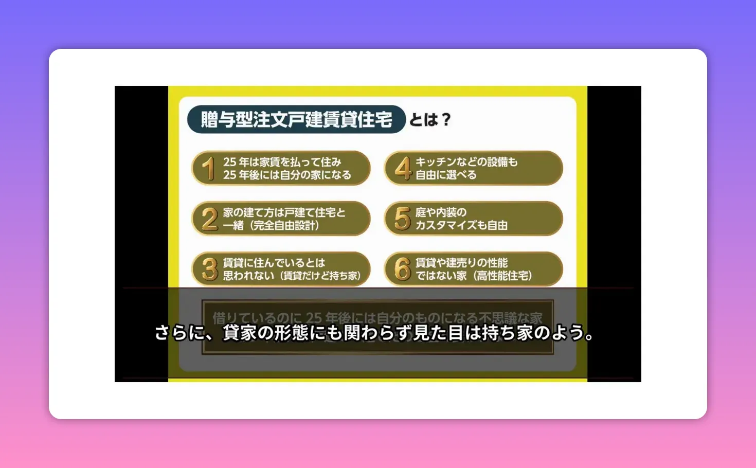 賃貸の形態でも見た目は持ち家のように見えることとカスタマイズ性の説明