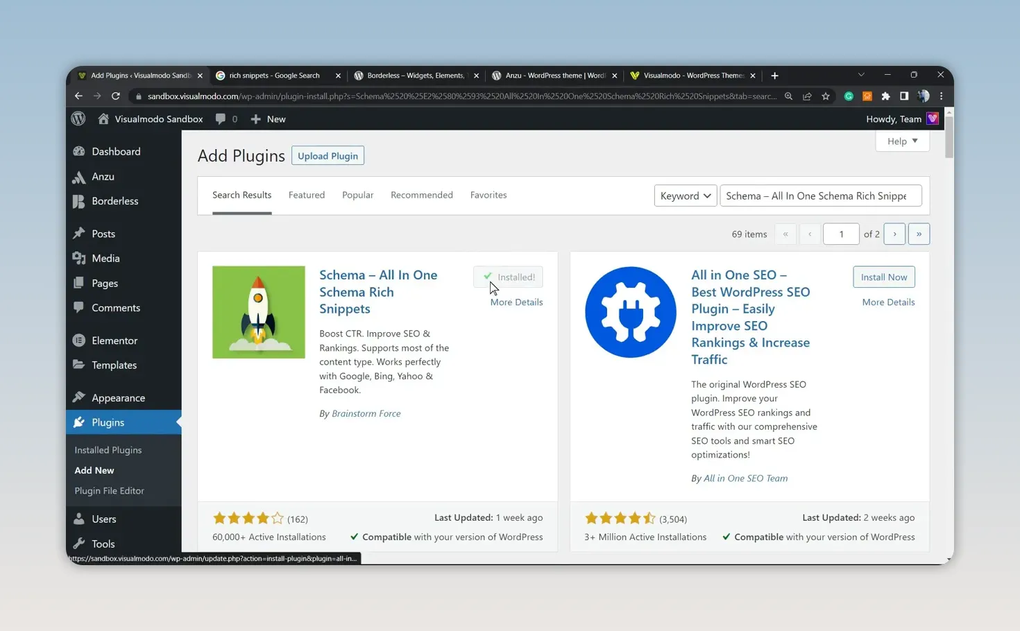 Trang thêm plugin WordPress hiển thị All in One Schema Rich Snippets