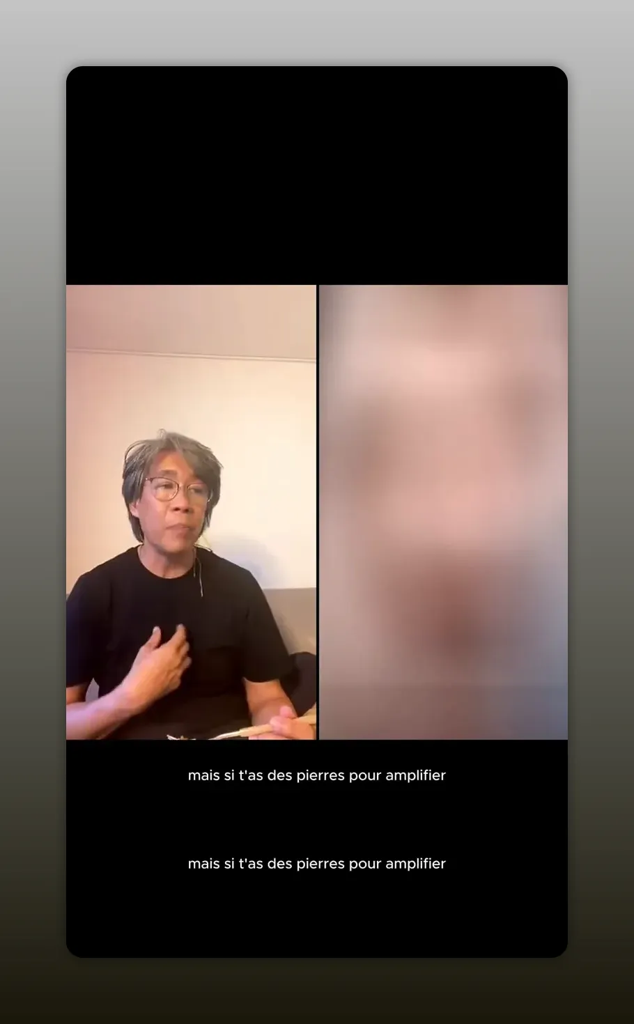 intervenant parlant, sous-titre lisible « mais si t'as des pierres pour amplifier »