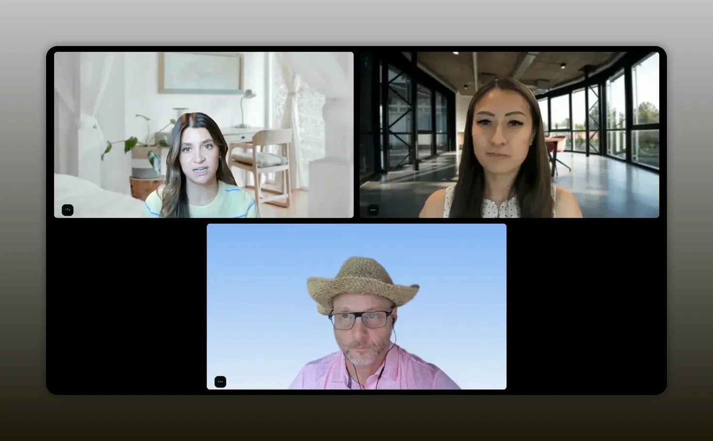 Remote discussion panel with three speakers talking about agent governance