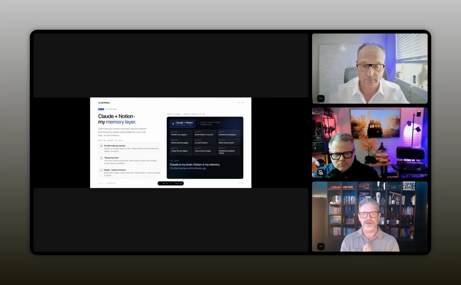 Slide showing weekly task review tracker with partner status fields