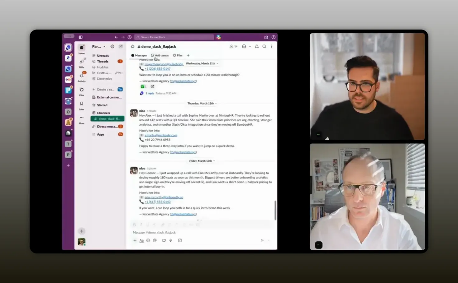 Slack referral messages routed into a partnership PRM workflow via an AI submit-lead flow