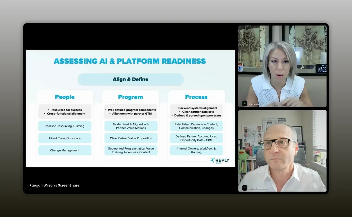 Screenshot of the assessing AI and platform readiness framework with people, program, and process sections