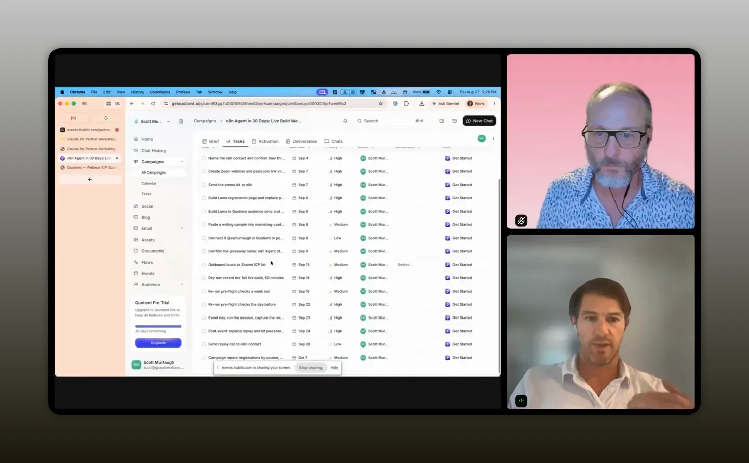 Marketing campaign platform showing a calendar and scheduled campaign deliverables