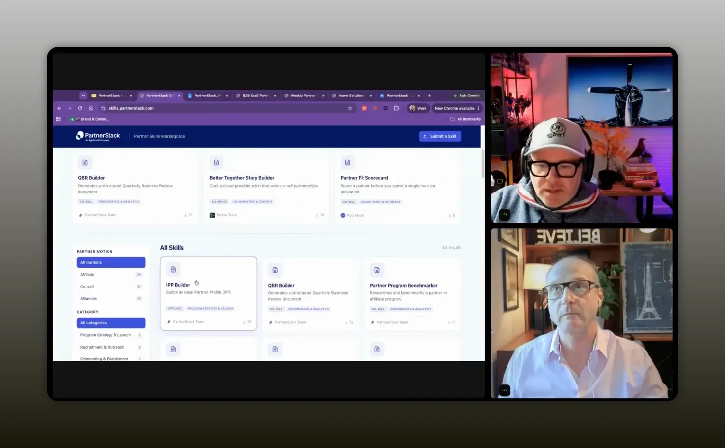 PartnerStack web dashboard with navigation, cards, and reporting panels