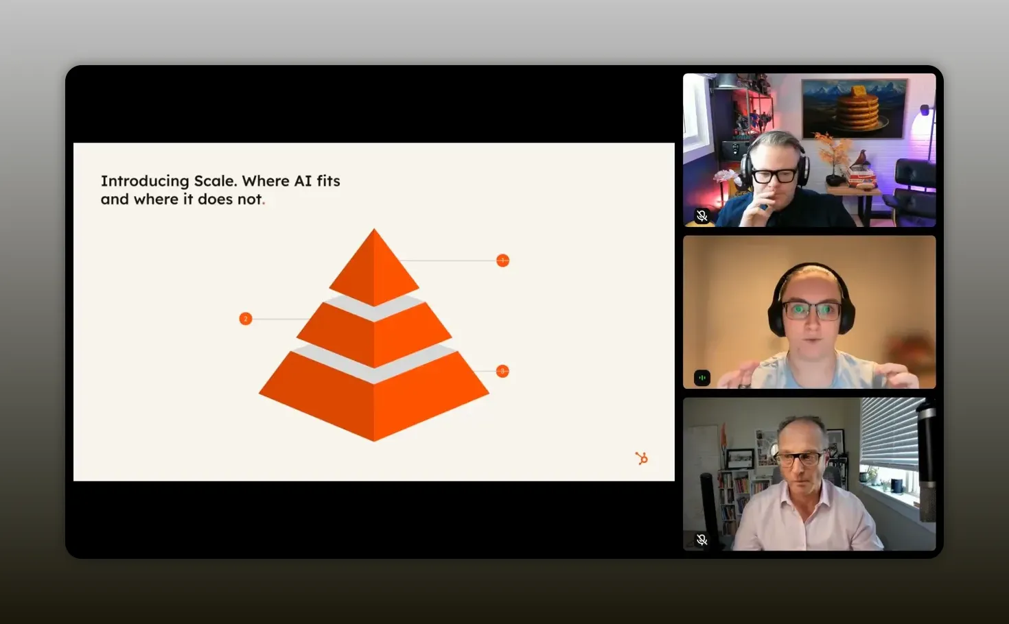 Slide titled Introducing Scale where AI fits and where it does not in a partnership program pyramid