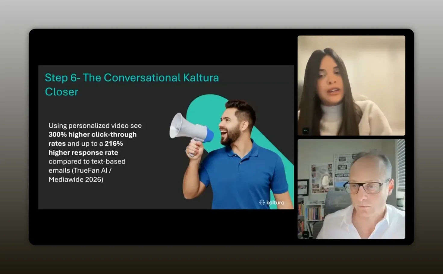 Screenshot of conversational avatar example for scaling personalized video messages