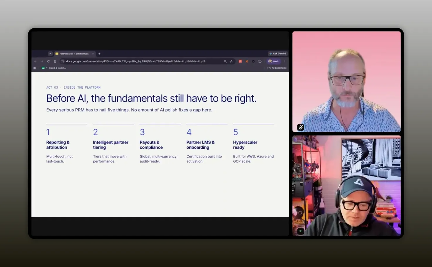 Presentation slide listing five capabilities of a modern revenue platform