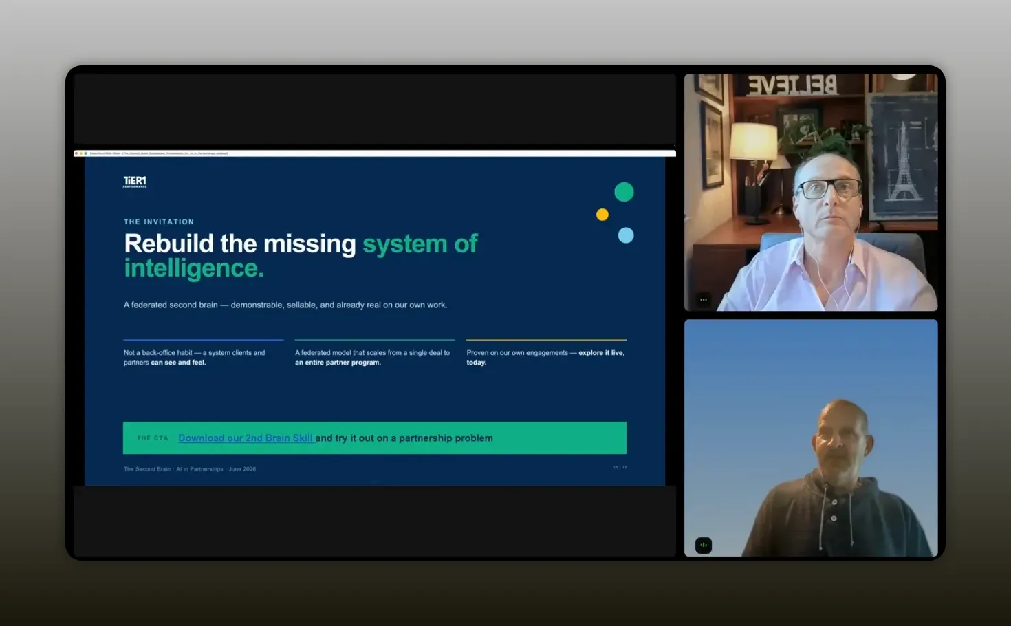 Dark slide titled build the missing context with short explanatory text and a progress-style bar at the bottom