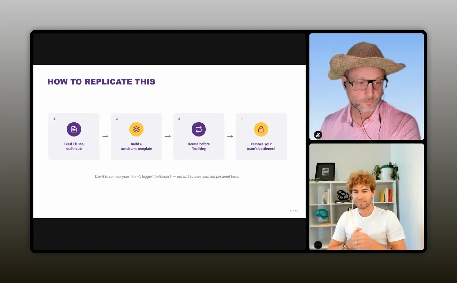 Slide showing a four-step replication workflow with icons