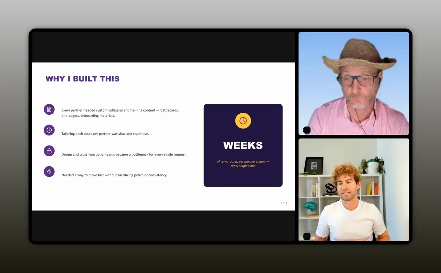 Slide titled The fast way with a weeks-to-minutes graphic