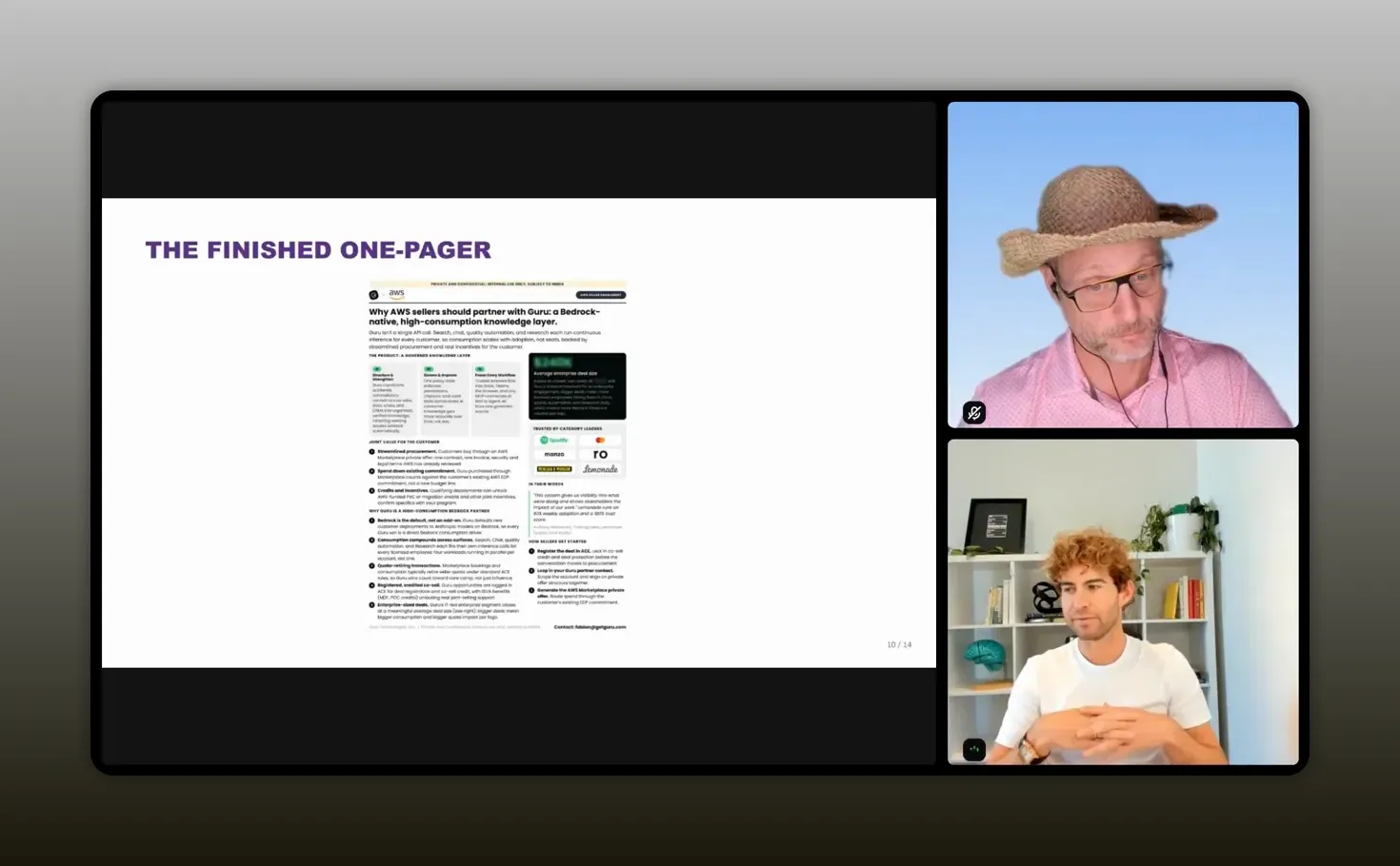 Slide showing a completed co-branded partner enablement one pager