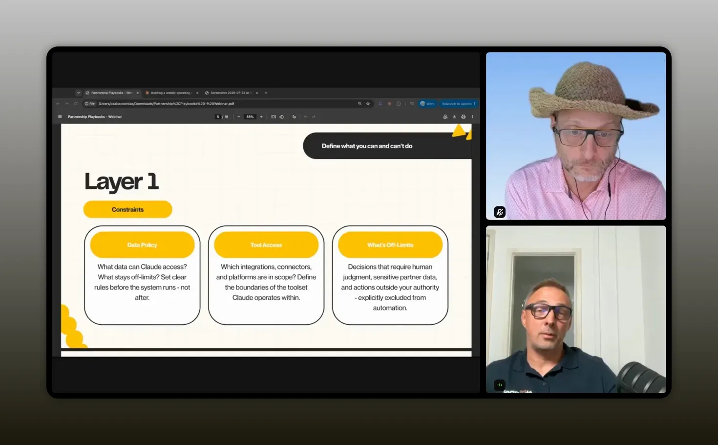 Slide labeled Layer 1 with three operating system building blocks
