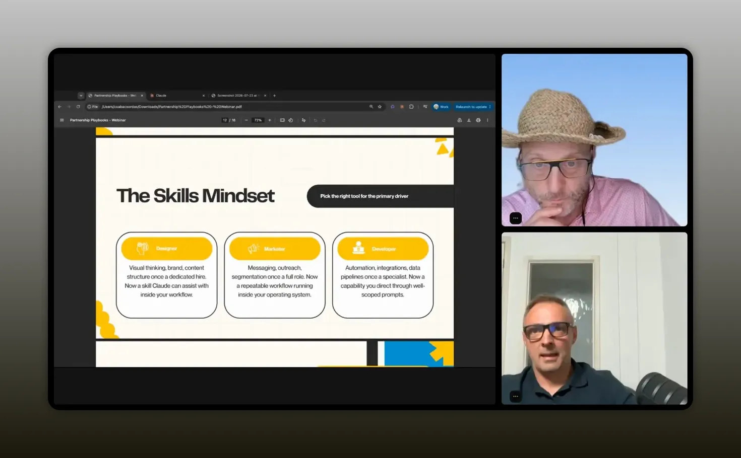 Slide titled The Skills Market with three skill cards