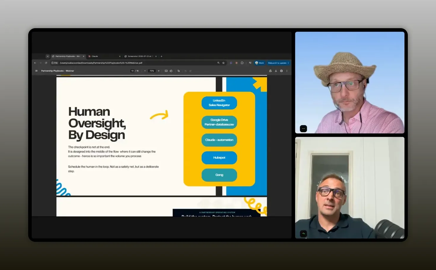 Slide titled Human Oversight by Design with layered workflow diagram