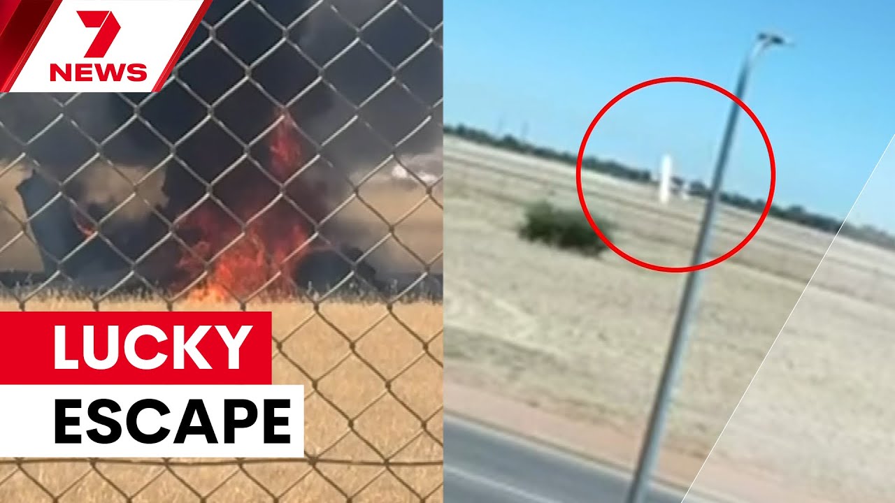 video thumbnail for 'Student pilot escapes fiery plane crash in Adelaide | 7NEWS'