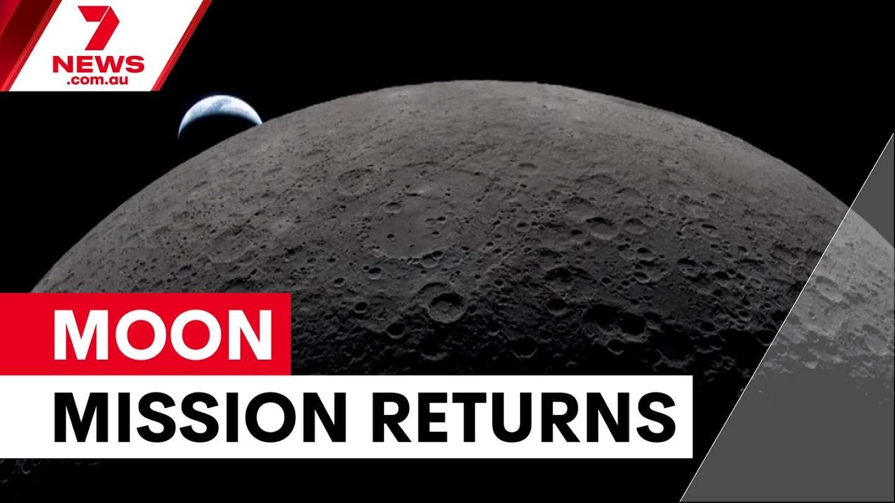 video thumbnail for 'Artemis 2 crew returns with historic lunar images | 7NEWS'