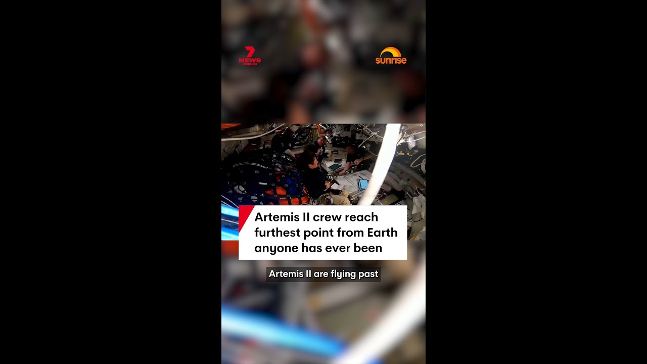 video thumbnail for 'Artemis II crew reach furthest point from Earth anyone has ever been'