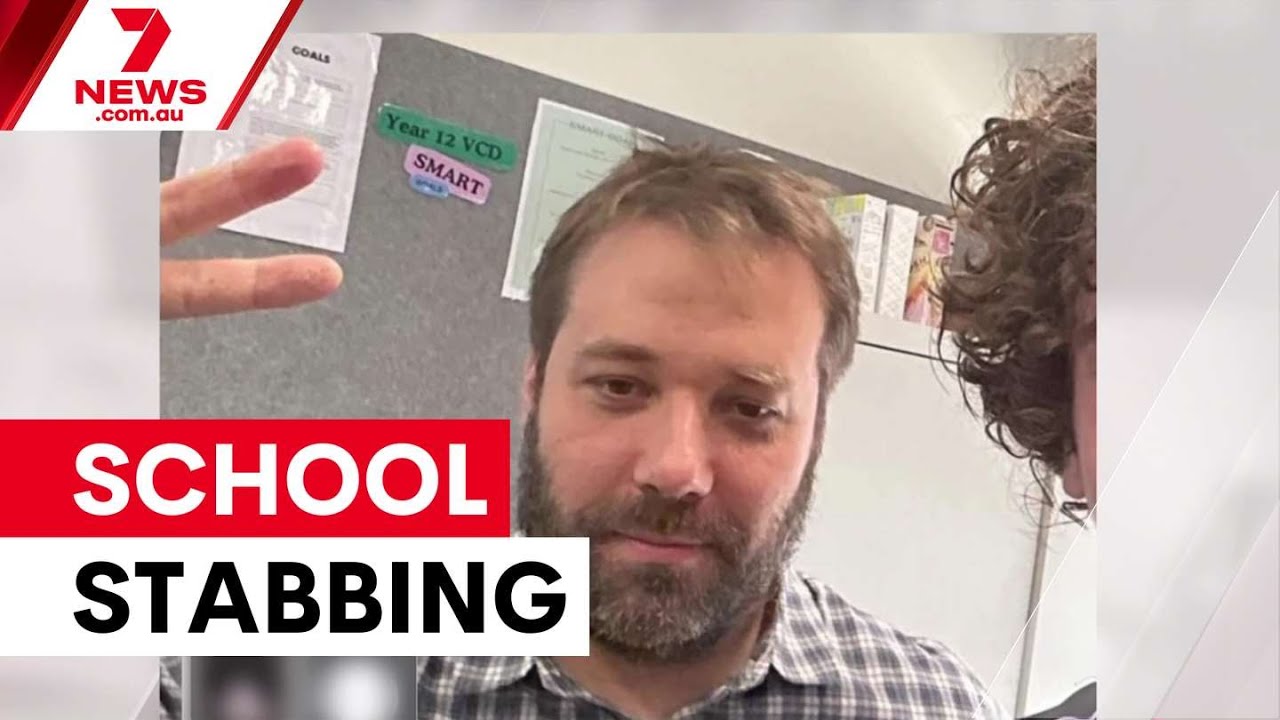 video thumbnail for 'Teacher stabs principal after contract rejection | 7NEWS'