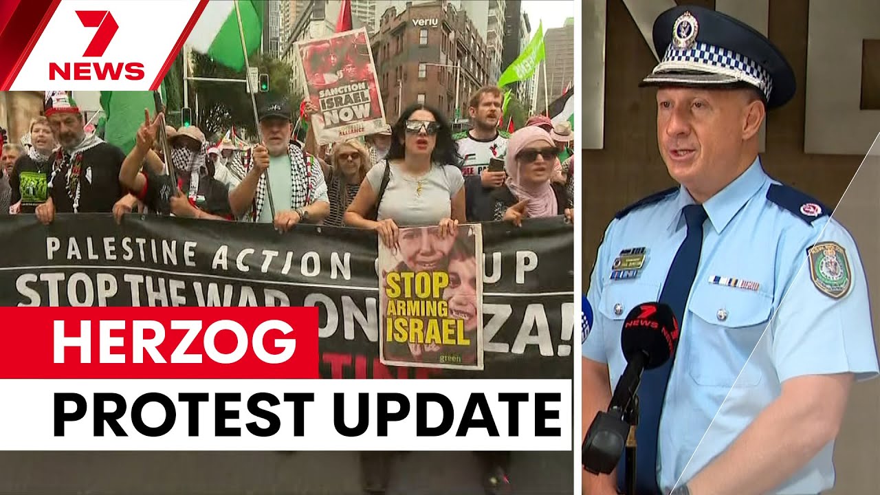 video thumbnail for ''3,000 police': Massive operation for Israeli president visit protest | 7NEWS'