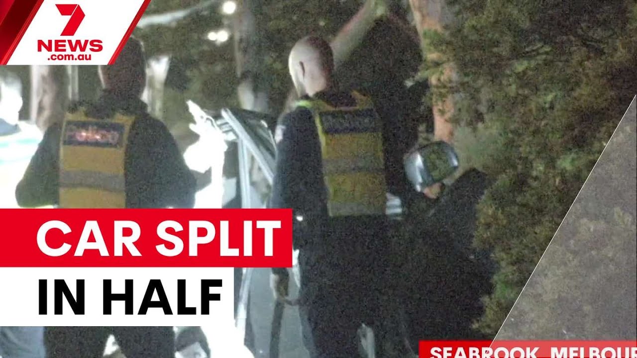 video thumbnail for 'Stolen car splits in half, driver vanishes | 7NEWS'