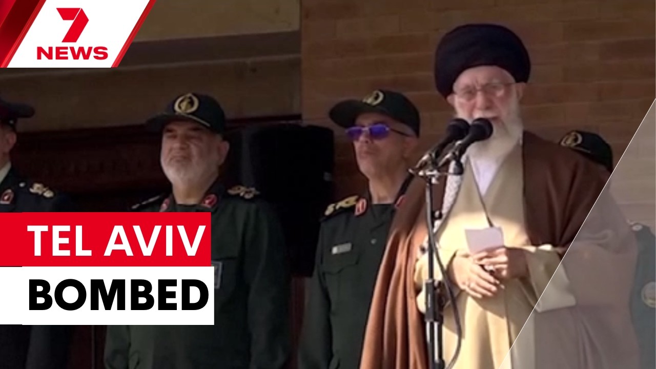 video thumbnail for 'Tel Aviv rocked by missile as Iran launches retaliatory attacks | 7NEWS'