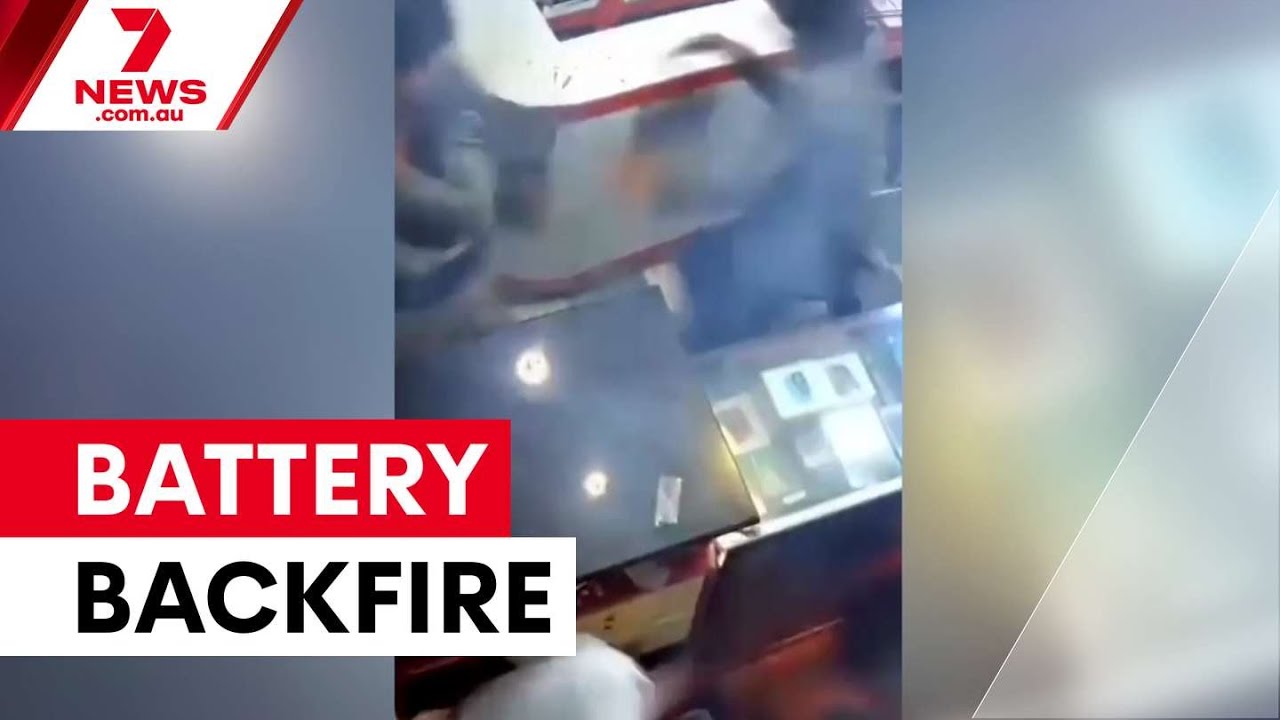 video thumbnail for 'Man sparks explosion by biting battery | 7NEWS'