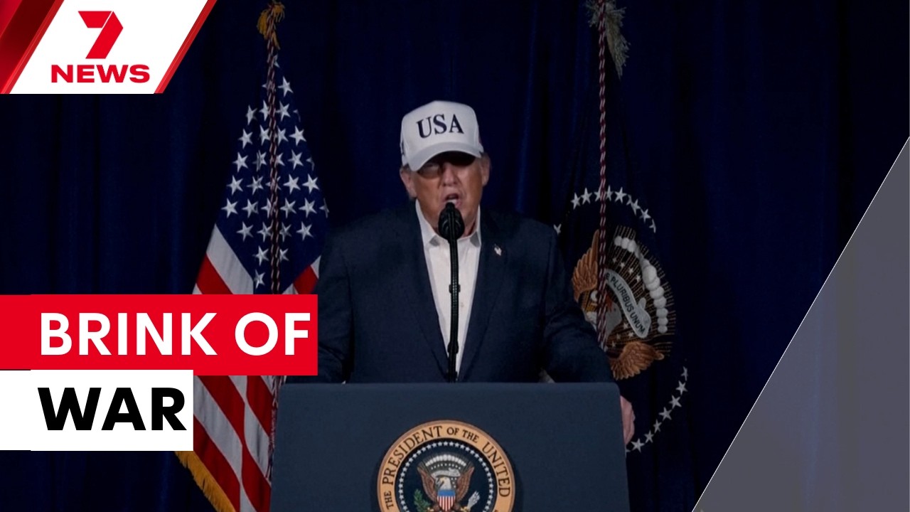 video thumbnail for 'On the brink of all-out war as the US and Israel trade escalating attacks with Iran | 7NEWS'