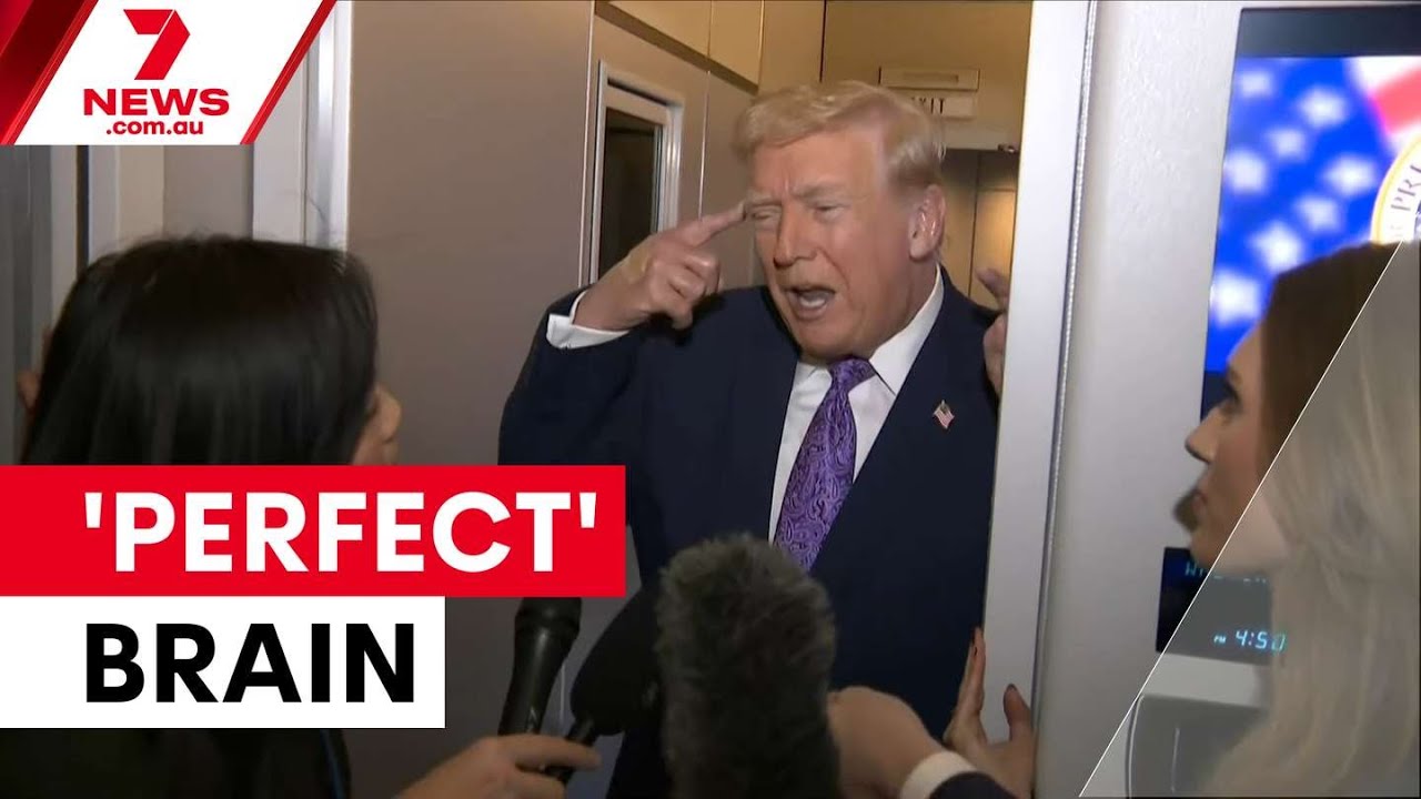 video thumbnail for 'Trump lashes out at reporters questioning his 'perfect' MRI results | 7NEWS'