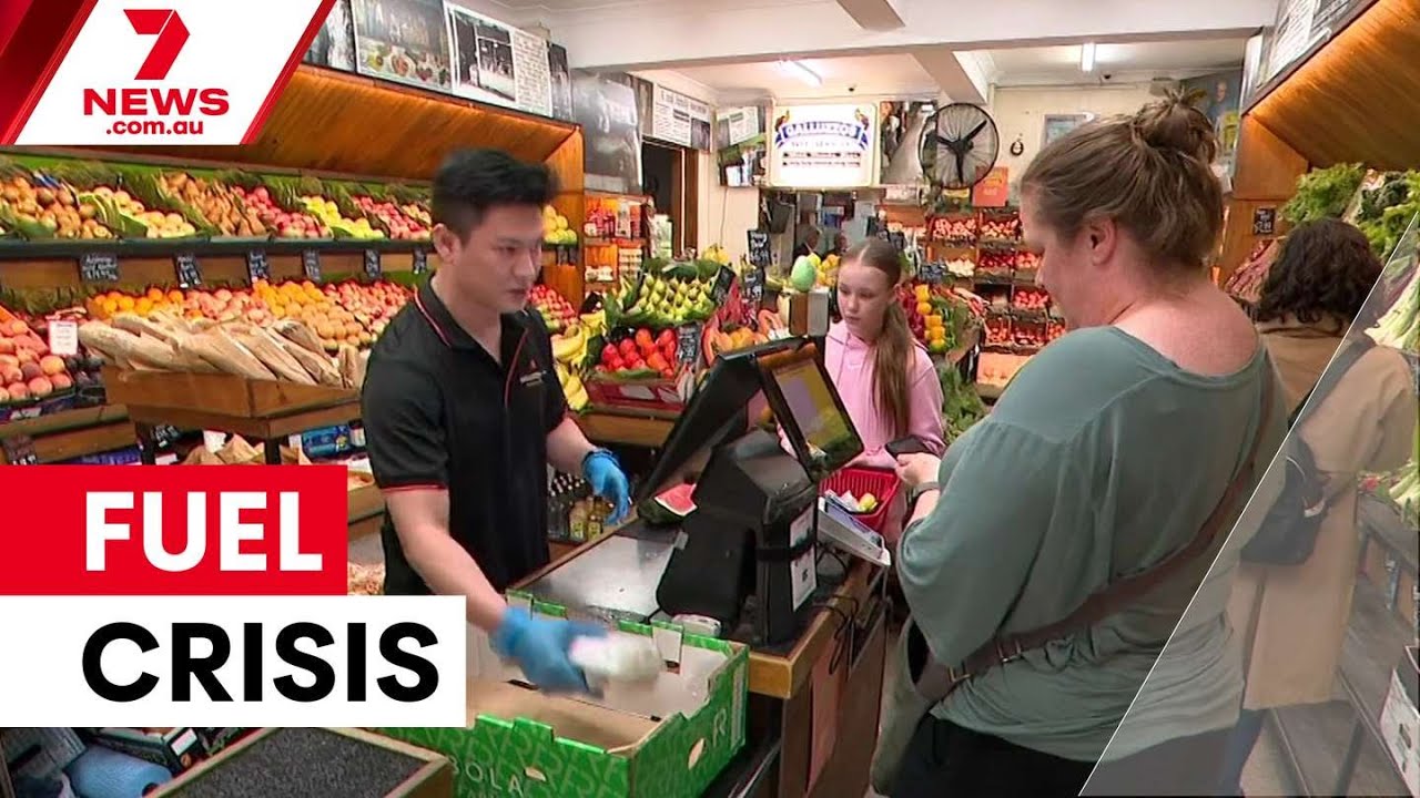 video thumbnail for 'Fuel crisis threatens 20% grocery price surge | 7NEWS'