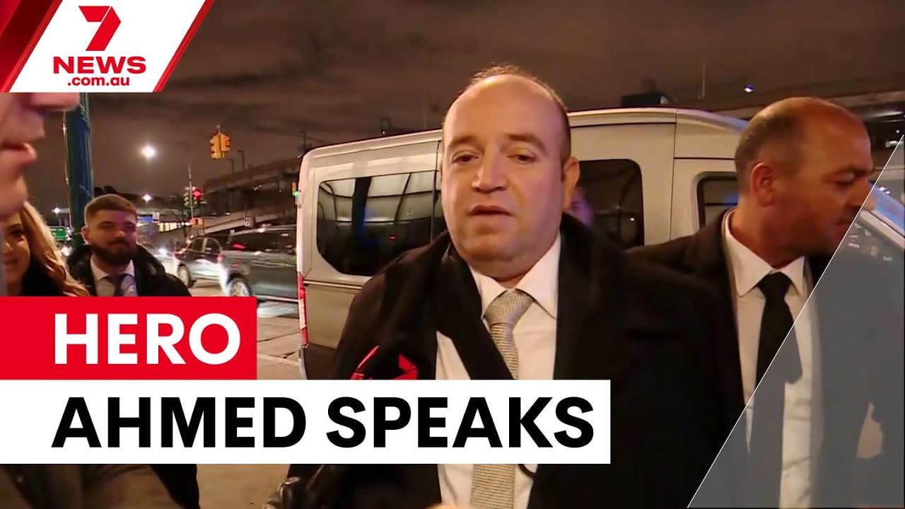 video thumbnail for 'Bondi terror attack hero Ahmed Al Ahmed arrives in New York for treatment | 7NEWS'