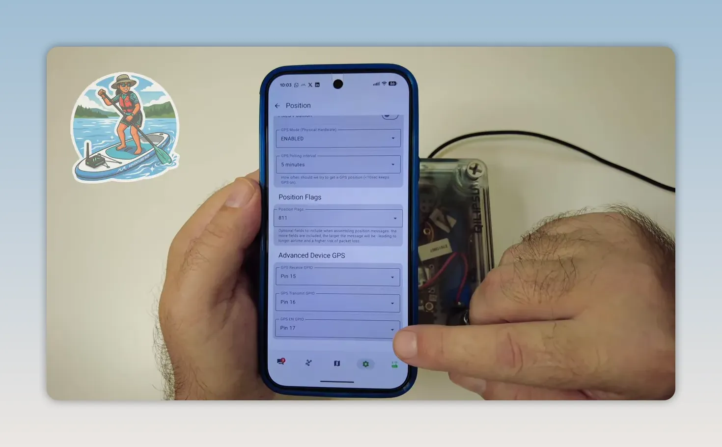 Meshtastic app position settings screen showing GPS configuration options