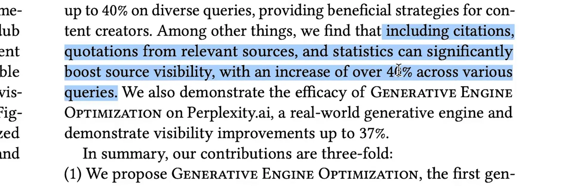 Content structure example for AI