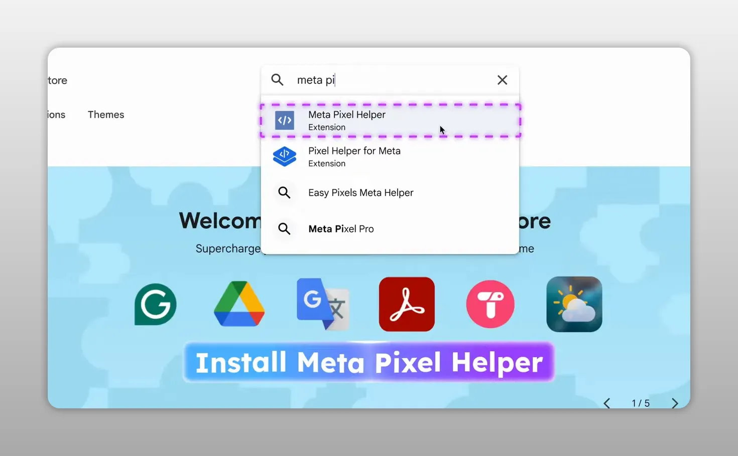 Trang cài đặt tiện ích Meta Pixel Helper trên Chrome Web Store