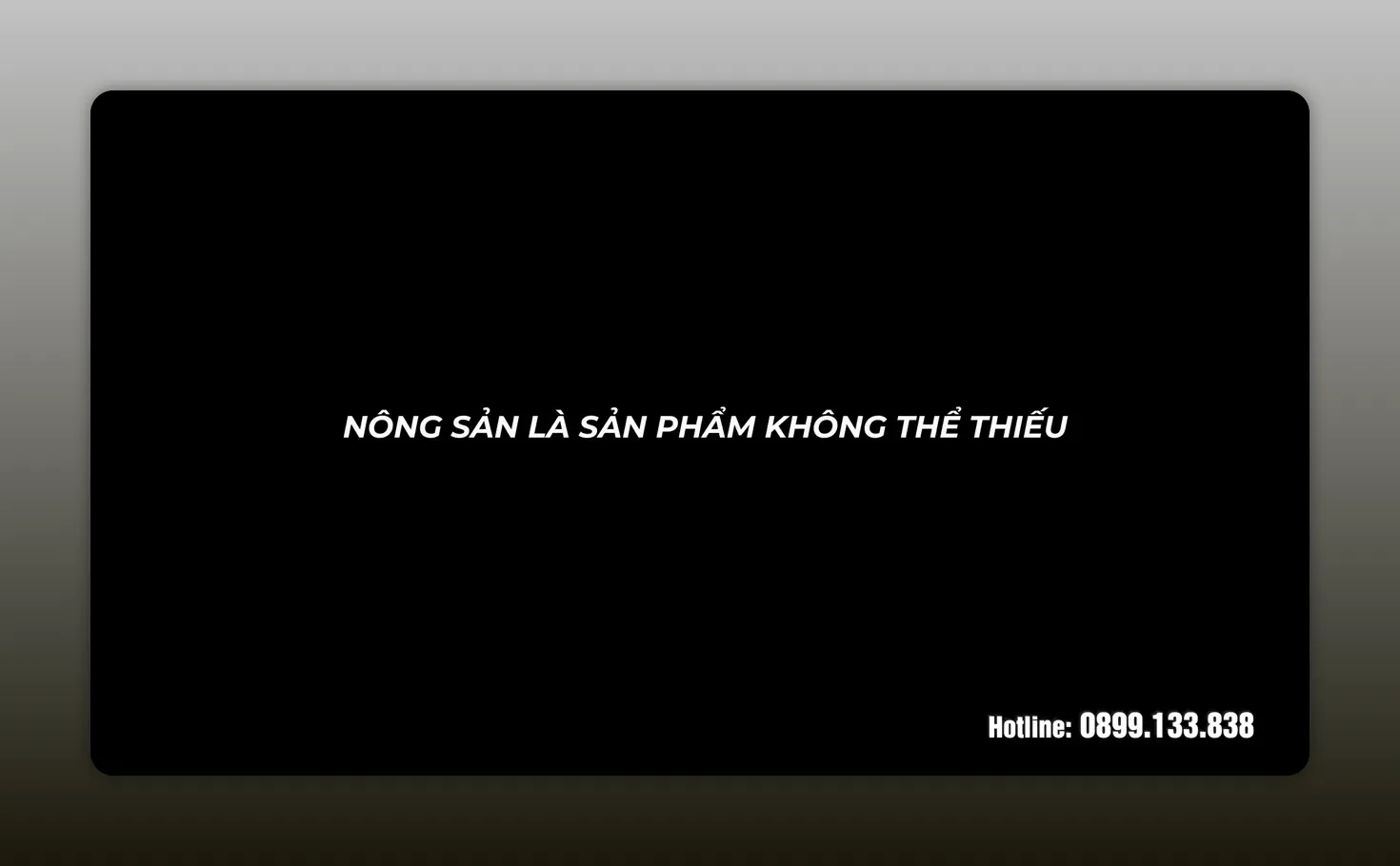 Dòng chữ Nông sản là sản phẩm không thể thiếu trên nền đen