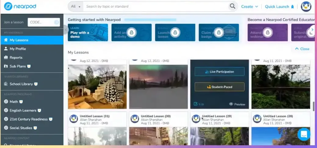 Student-paced lesson in Nearpod