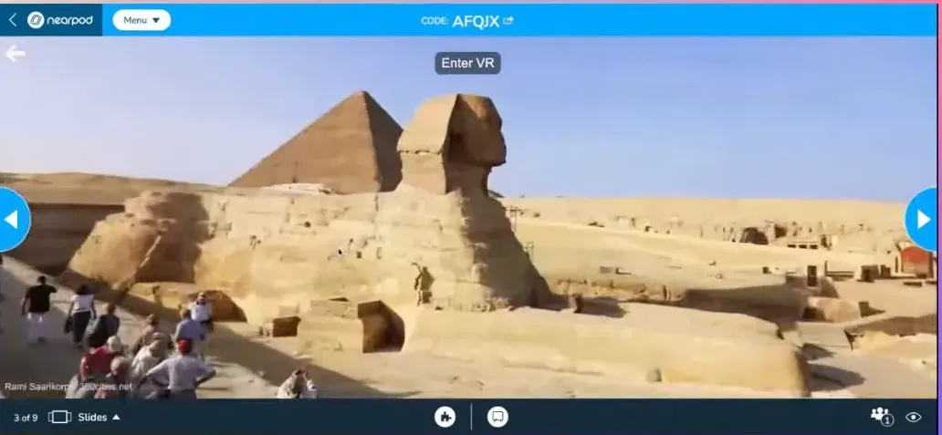 Virtual reality field trip example