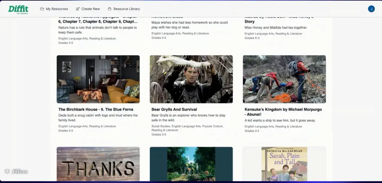 Custom lesson pack overview showing reading passage, vocabulary, and activities